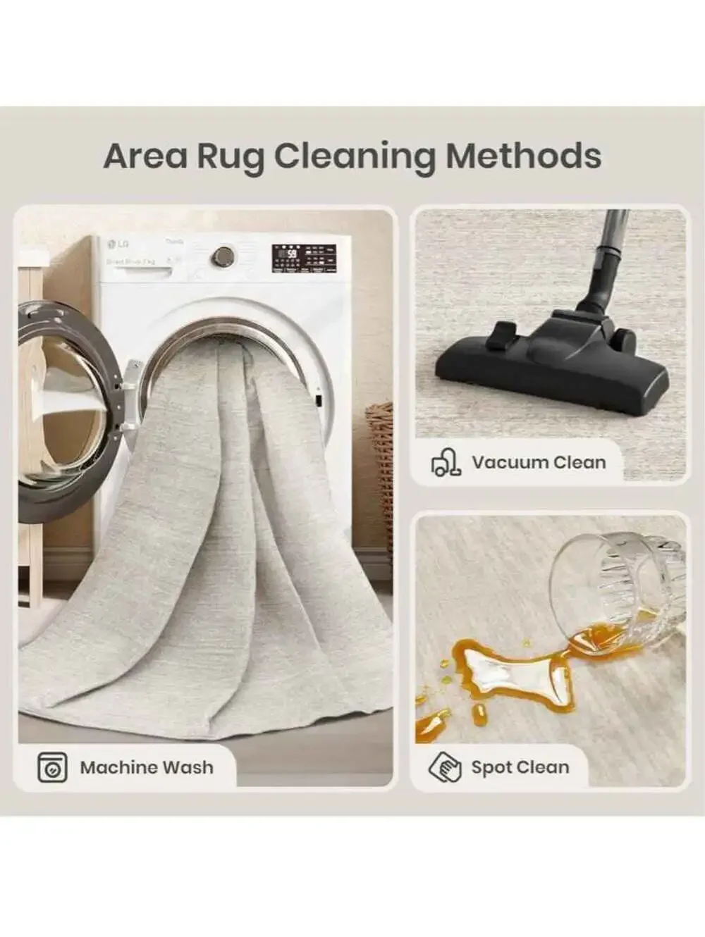 Washable Rugs 5x7 - Stain Resistant Area Rugs Living Room, Non Slip Backing